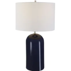 Kirkland's Home Navy Glazed Ceramic Table Lamp- Table Lamps