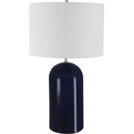 Kirkland's Home Navy Glazed Ceramic Table Lamp- Table Lamps