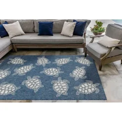 Kirkland's Home Navy Harrison Turtle Indoor/Outdoor Area Rug, 4X7- Outdoor Rugs