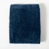 Kirkland's Home Navy Heavenly Herringbone Plush Throw- Blankets & Throws