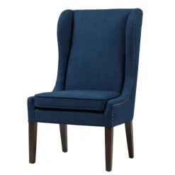 Kirkland's Home Navy High Wingback Nailhead Trim Dining Chair- Dining Chairs