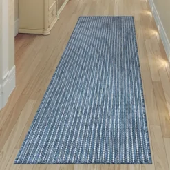 Kirkland's Home Navy Intertwine Indoor/Outdoor Runner- Outdoor Rugs