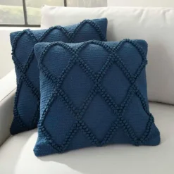 Kirkland's Home Navy Knotted Lattice Throw Pillows, Set Of 2- Pillows