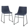 Kirkland's Home Navy Leather Industrial Dining Chairs, Set Of 2- Dining Chairs