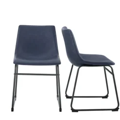 Kirkland's Home Navy Leather Industrial Dining Chairs, Set Of 2- Dining Chairs