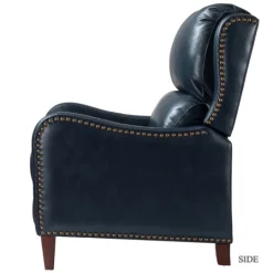 Kirkland's Home Navy Leather Nailhead Traditional Recliner- Accent Chairs