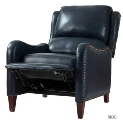 Kirkland's Home Navy Leather Nailhead Traditional Recliner- Accent Chairs