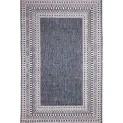 Kirkland's Home Navy Linear Macy Indoor/Outdoor Area Rug, 6X9- Outdoor Rugs