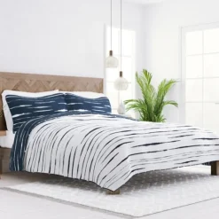 Kirkland's Home Navy Linear Reversible 3-Pc. Queen Quilt Set- Quilts