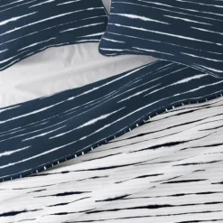 Kirkland's Home Navy Linear Reversible 3-Pc. Queen Quilt Set- Quilts