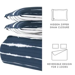 Kirkland's Home Navy Linear Reversible 2-Pc. Twin Quilt Set- Quilts