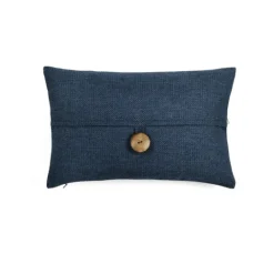Kirkland's Home Navy Linen And Button Lumbar Pillow Cover- Pillows