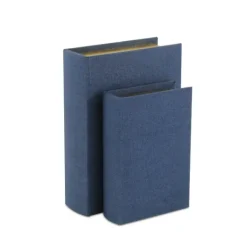 Kirkland's Home Navy Linen Book Boxes, Set Of 2- Baskets & Boxes
