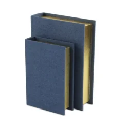 Kirkland's Home Navy Linen Book Boxes, Set Of 2- Baskets & Boxes