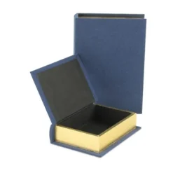 Kirkland's Home Navy Linen Book Boxes, Set Of 2- Baskets & Boxes