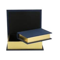 Kirkland's Home Navy Linen Book Boxes, Set Of 2- Baskets & Boxes