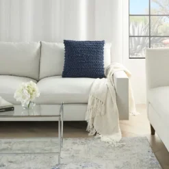 Kirkland's Home Navy Looped Yarn Wool Pillow- Pillows