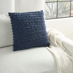 Kirkland's Home Navy Looped Yarn Wool Pillow- Pillows