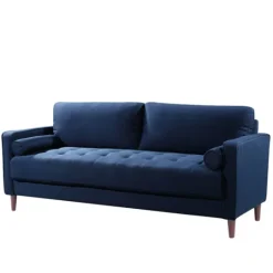 Kirkland's Home Navy Lumbar Eucalyptus Sofa- Sofas & Loveseats