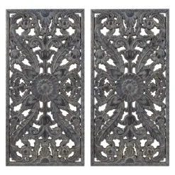 Kirkland's Home Navy Madison Park Floral Wall Plaques, Set Of 2- Wall Plaques