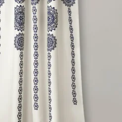 Kirkland's Home Navy Medallion Stripe Curtain Panel Set, 95 In.- Curtains & Drapes