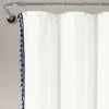 Kirkland's Home Navy Melora Tasseled Border Shower Curtain- Shower Curtains
