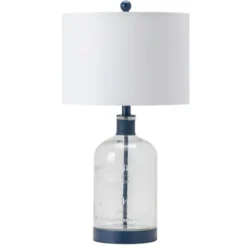 Kirkland's Home Navy Metal And Glass Jar Table Lamp- Table Lamps