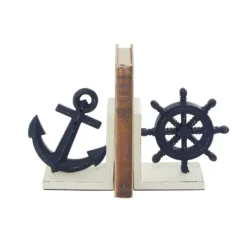 Kirkland's Home Navy Metal Coastal Bookends, Set Of 2- Decorative Accents