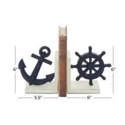 Kirkland's Home Navy Metal Coastal Bookends, Set Of 2- Decorative Accents