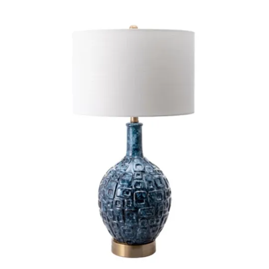 Kirkland's Home Navy Mod Square Pattern Table Lamp- Table Lamps