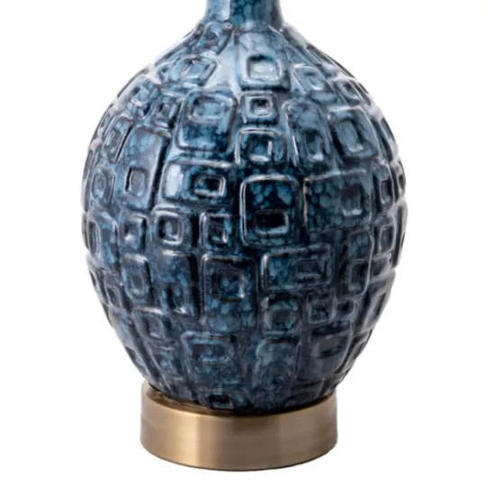 Kirkland's Home Navy Mod Square Pattern Table Lamp- Table Lamps