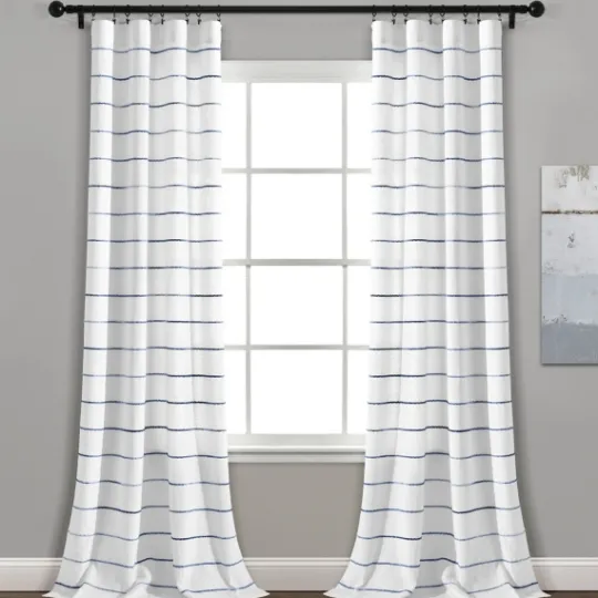 Kirkland's Home Navy Ombre Stripe Curtain Panel Set, 95 In.- Curtains & Drapes
