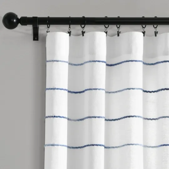 Kirkland's Home Navy Ombre Stripe Curtain Panel Set, 95 In.- Curtains & Drapes