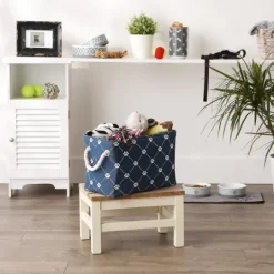 Kirkland's Home Navy Paw Trellis Rectangle Basket, 14 In.- Baskets & Boxes