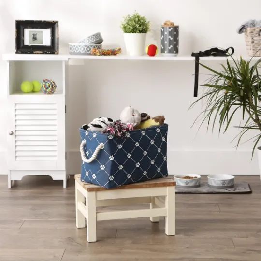 Kirkland's Home Navy Paw Trellis Rectangle Basket, 14 In.- Baskets & Boxes