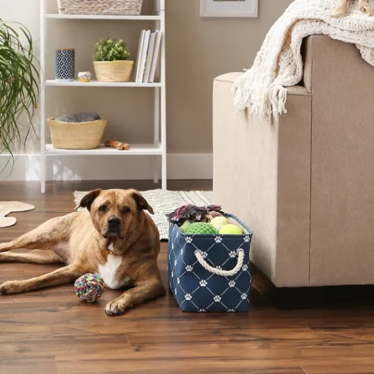 Kirkland's Home Navy Paw Trellis Rectangle Basket, 14 In.- Baskets & Boxes