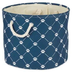 Kirkland's Home Navy Paw Trellis Round Basket, 12 In.- Baskets & Boxes