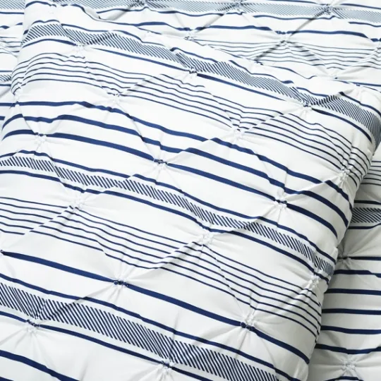 Kirkland's Home Navy Pintuck Stripe Full/Queen 5-Pc. Comforter Set- Comforters