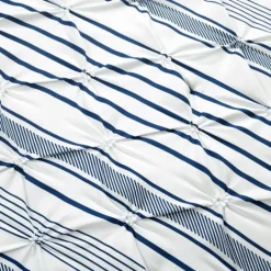 Kirkland's Home Navy Pintuck Stripe King 5-Pc. Comforter Set- Comforters