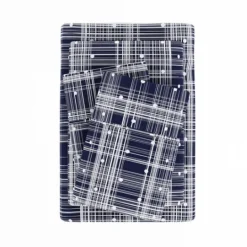 Kirkland's Home Navy Plaid Polka Dot 3-Pc. Twin Sheet Set- Bed Sheets