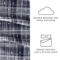Kirkland's Home Navy Plaid Polka Dot 3-Pc. Twin Sheet Set- Bed Sheets