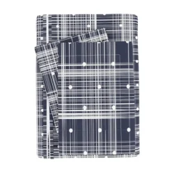 Kirkland's Home Navy Plaid Polka Dot 2-Pc. Twin Duvet Cover Set- Duvets