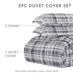 Kirkland's Home Navy Plaid Polka Dot 2-Pc. Twin Duvet Cover Set- Duvets