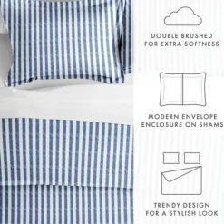 Kirkland's Home Navy Rugged Stripe 2-Pc. Twin Duvet Cover Set- Duvets