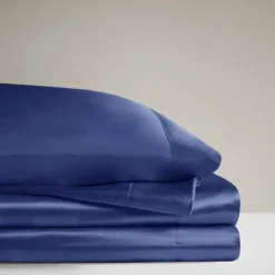 Kirkland's Home Navy Satin 6-Pc. Full Sheet Set- Bed Sheets