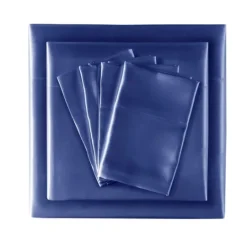 Kirkland's Home Navy Satin 6-Pc. King Sheet Set- Bed Sheets