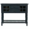 Kirkland's Home Navy Slatted Windowpane Console Table- Console Tables