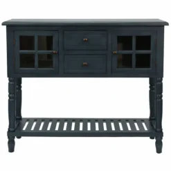 Kirkland's Home Navy Slatted Windowpane Console Table- Console Tables