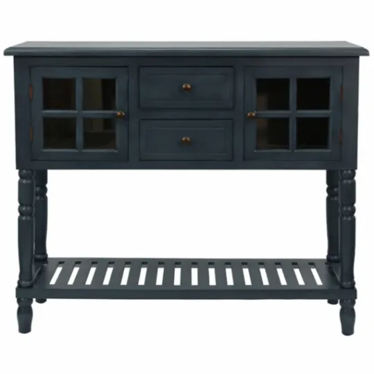 Kirkland's Home Navy Slatted Windowpane Console Table- Console Tables