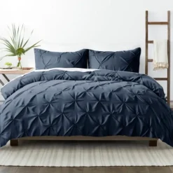 Kirkland's Home Navy Soft Pinched 3-Pc. King Duvet Cover Set- Duvets
